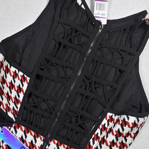 LAST ONE! Sz S.  Sleeveless Houndstooth Mini Dress - Picture 3 of 5